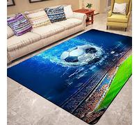 Sport Football Printed Area Rug, Large Living Room Rug Flannel Creative Football Field Rug Boy Teen Kids Play Floor Mat Soft Runner Blue Green Kids Bedroom Rug Anti-Slip (Colour 4,100x150 cm)