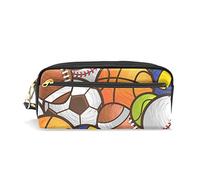 Sport Football Soccer Basketball Baseball Pencil Cases Large Capacity Zipper PU Leather Pencil Pouch Bag Multifunctional Stationery Cosmetic Makeup Bags