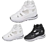 Sport Gladiator Sandals Summer Wide Width Platform Wedge Sandals Close Toe Breathable Lightweight Shoes Western Hiking Mountain Travel Sandal with Zip (White, 7)
