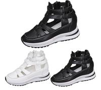 Sport Gladiator Sandals Summer Wide Width Platform Wedge Sandals Close Toe Breathable Lightweight Shoes Western Hiking Mountain Travel Sandal with Zip (Black, 7)