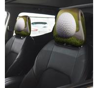 Sport Golf Ball Car Seat Headrest Cover 2 PCS, Soft Stretchable Fabric Car Head Rest Protector Dustproof Removable Car Headrest Covers Universal Vehicle Accessories
