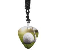 Sport Golf Ball Guitar Pick Necklace Exquisite Titanium Steel Personalized Necklaces Cool Pendant Necklaces Fashion Guitar Pick Holder Necklace Unique Gifts for Adult