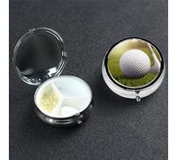 Sport Golf Ball Pill Box 3 Compartment Pill Case for Purse or Pocket Small Medicine Organizer with Mirror Travel Pillbox Decorative Metal Vitamin Container Unique Gift