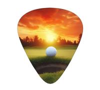 Sport Golf Ball Sunset Tree Print Guitar Picks 12-Pack - Assorted Thickness Picks (0.46mm, 0.71mm, 0.96mm) with Storage Box & Assorted Unique Design for Acoustic, Electric, Bass, and Ukulele Players