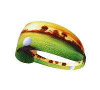 Sport Golf Ball Sunset Tree Print Non-Slip Elastic Running Headband, Sweat Absorbing Stretchy Hair Bands For Gym Yoga, Soft Skin-Friendly Foldable Workout Headband
