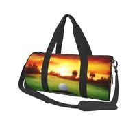 Sport Golf Ball Sunset Tree Print Round Duffel Bag, Canvas Overnight Travel Tote Bag, Waterproof and Tear-Resistant.Foldable Weekend Travel Bag