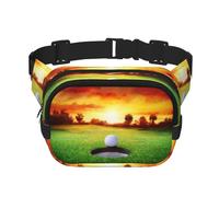 Sport Golf Ball Sunset Tree Print Unisex Square Double Layer Waist Bag Crossbody Fanny Pack Travel Workout Accessory, Black, One Size, Black, One Size