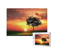 Sport Golf Ball Sunset Tree Printed 1000 Pieces Jigsaw Puzzle with Storage Box, Wooden Puzzle for Adults and Kids, Family Fun Decorative Game, 75x50 CM