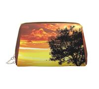Sport Golf Ball Sunset Tree Printed Makeup Bag for Women Portable Leather Make up Bag Travel Zipper Cosmetic Bags Organizer