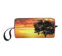 Sport Golf Ball Sunset Tree Printed Travel Makeup Bag Portable Cosmetic Bag Makeup Case Toiletry Handbag Organiser for Women