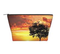 Sport Golf Ball Sunset Tree Printed Travel Makeup Bag Trapeze Cosmetic Bag Makeup Case Toiletry Bag Organiser for Women