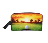 Sport Golf Ball Sunset Tree Water-Resistant Travel Toiletry Organizer Bag, Large Capacity Portable Cosmetic Storage for Gym/Daily Essentials