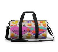 Sport Gym Bag for Women Men,Music Symbols Love Cylindrical Travel Duffel Bag with Adjustable Straps for Travel, Sports, Workout