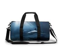 Sport Gym Bag for Women Men,Two Sharks in The Cylindrical Travel Duffel Bag with Adjustable Straps for Travel, Sports, Workout