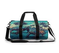 Sport Gym Bag for Women Men,Two Turtles in The Sea Cylindrical Travel Duffel Bag with Adjustable Straps for Travel, Sports, Workout