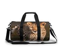 Sport Gym Bag for Women Men,Wild Cheetah Cylindrical Travel Duffel Bag with Adjustable Straps for Travel, Sports, Workout