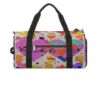 Sport Gym Bag for Women Men with Shoes Compartment and Wet Pocket,Music Symbols Love Travel Duffel Bag for Travel, Sports, Fitness, Workout