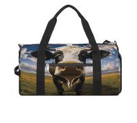 Sport Gym Bag for Women Men with Shoes Compartment and Wet Pocket,Prairie Cow Travel Duffel Bag for Travel, Sports, Fitness, Workout