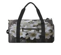 Sport Gym Bag for Women Men with Shoes Compartment and Wet Pocket,White Lily Bouquet Travel Duffel Bag for Travel, Sports, Fitness, Workout