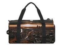 Sport Gym Bag for Women Men with Shoes Compartment and Wet Pocket,York City Sunset Picture Travel Duffel Bag for Travel, Sports, Fitness, Workout