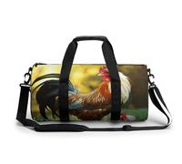 Sport Gym Duffle Travel Bag for Women Men Overnight Weekender Bag with Shoe Compartment,Wet Pocket Beautiful Rooster Hen, style, 17.7in/9in/9in