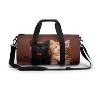 Sport Gym Duffle Travel Bag for Women Men Overnight Weekender Bag with Shoe Compartment,Wet Pocket Cute Kitten Black And Orange Cat