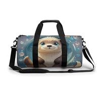 Sport Gym Duffle Travel Bag for Women Men Overnight Weekender Bag with Shoe Compartment,Wet Pocket Cartoon Cute Otter