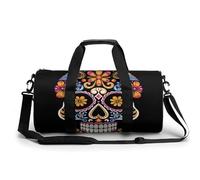 Sport Gym Duffle Travel Bag for Women Men Overnight Weekender Bag with Shoe Compartment,Wet Pocket Hand Drawn Skull