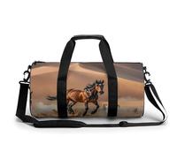 Sport Gym Duffle Travel Bag for Women Men Overnight Weekender Bag with Shoe Compartment,Wet Pocket Horses Running in Desert Storm