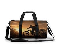 Sport Gym Duffle Travel Bag for Women Men Overnight Weekender Bag with Shoe Compartment,Wet Pocket Mountain Bike in The Evening