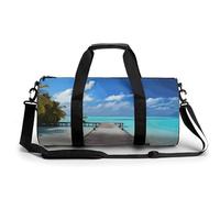 Sport Gym Duffle Travel Bag for Women Men Overnight Weekender Bag with Shoe Compartment,Wet Pocket Maldives Holidays, style, 17.7in/9in/9in