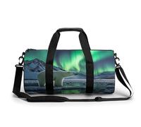 Sport Gym Duffle Travel Bag for Women Men Overnight Weekender Bag with Shoe Compartment,Wet Pocket Polar Bears Northern Lights