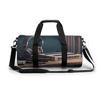 Sport Gym Duffle Travel Bag for Women Men Overnight Weekender Bag with Shoe Compartment,Wet Pocket Recorder with Headphones