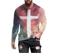 Sport Gym T Shirts Men Long Sleeves T-Shirt Men Cross Pattern Football Breathable Moisture Wicking Shirts Muscle Support Graphic T-Shirt Mens Rash Guard Running Tosp Mens Elastic Stretchy Rose Gold