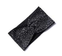 Sport Hairband Head Band Women Solid Color Cross Luminous Headbands Party Rhinestone Makeup Braid Elastic Grace Hair Acsessories(Ff285-2 black)