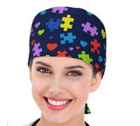 Sport Hat Autism Colorful Puzzle Ribbon Collage Working Cap Elastic Sweat Absorbent Turban Cap For Cooking Men Gym