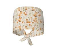Sport Hat Cute Cartoon Fox And Mushroom Tie Back Head Cover Elastic Sweat Absorbent Turban Cap For Tennis Women Housework