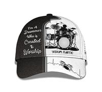 Sport Hat Drum Father Print Custom Cap with I'm Who is Created Worship and Music Themed Gift Cap Outdoor Baseball Cap Retro Hats for Adult, Boys, Youth