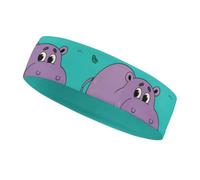 Sport Headband for Women Men Moisture Wicking Sweatband Cartoon Hippos Head Band Athletic Sweat Band for Sports Unisex Elastic Hairband for Running Basketball, white