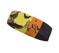 Sport Headband for Women Men Moisture Wicking Sweatband Halloween Pumpkin Witch Head Band Athletic Sweat Band for Sports Unisex Elastic Hairband for Running Basketball, white