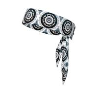 Sport Headband for Women Sweatband Head Tie Black and White Round Totem Unisex Moisture Wicking Non-Slip Adjustable for Workout