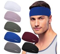 Sport Headbands for Men - 7 Pcs Sweat Absorbent Running Headband for Fitness Workout Running Rugby Baseball Yoga Crossfit High Intensity Interval Training, Unisex Sweatband for Both Men and Women