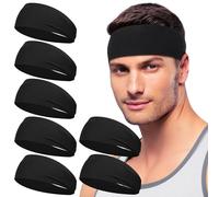 Sport Headbands for Men - 7 Pcs Sweat Absorbent Running Headband for Fitness Workout Running Rugby Baseball Yoga Crossfit High Intensity Interval Training, Unisex Sweatband for Both Men and Women