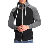 Sport Hoodies For Men Full Zip Up Hoodie Sweatshirt Fleece Patchwork Jackets Solid Color Coat With Kanga Pocket Contrasting Color Jacket Hooded Sweater Casual Trendy Zipper Sports Jacket