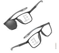 Sport Intelligent Photochromic Progressive Bifocal Presbyopia Glasses, Anti Eyestrain UV Glare Blue Light Glasses, Reading Glasses for Women Men(Gray,3.5x)