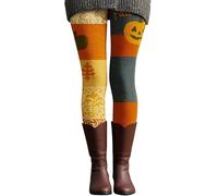 Sport Leggings for Women UK High Waist Tummy Control Halloween Print Yoga Trousers Slim Fit Elastic Fitness Jogging Walking Knitted Pants Tight Curvy 7/8 Leggings Tracksuit Bottoms Gold