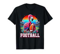Sport Meme Pink Flamingo Playing Football in Stadium Sunset T-Shirt