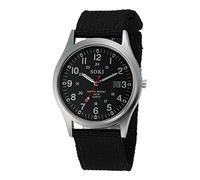 Sport Men's Canvas Stainless Quartz Watch Wrist Date Men's Watch Ae1500wh (Black, One Size)
