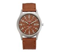 Sport Men's Canvas Stainless Quartz Watch Wrist Date Men's Watch Watches for Senior Citizens (Coffee, One Size)