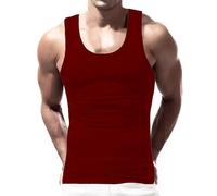 Sport Men's Classic Vest Top Cotton Sleeveless Undershirt, Business Tank Top, Sleeveless T-Shirt, Sleeveless T-Shirt, Sleeveless T-Shirt, Lightweight Summer Shirt, S-3XL, Wine Red, XXL